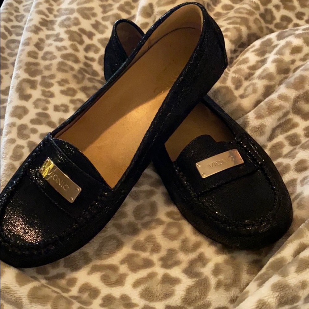 Vionic Loafers, Black Sparkle, Size 9